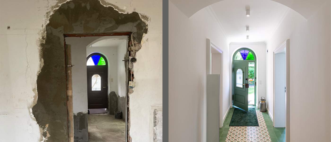 Hauseingang vorher und nachher